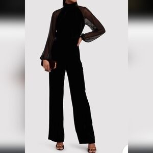 INTERMIX Stella Velvet Jumpsuit. Black, Sz 4 NWOT